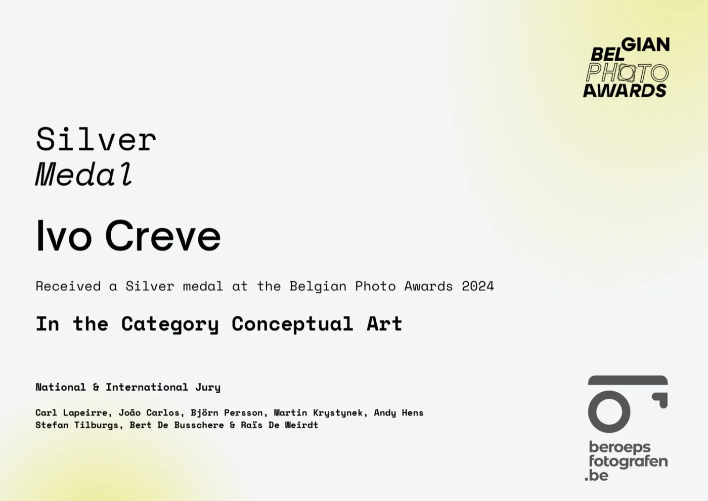 Silver Medal voor Ivo Creve op de Belgian Photo Awards 2024, categorie Conceptual Art